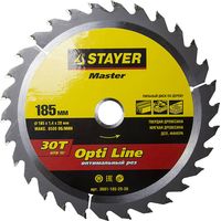 Диск пильный STAYER MASTER "OPTI-Line" по дереву, 185х20мм, 30Т, 3681-185-20-30