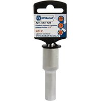 Головка торцевая глубокая унив. КОБАЛЬТ 1/2", 10 мм, SPLINE Cr-V (1 шт.) 643-729