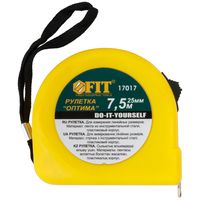 Рулетка желтая "Оптима" 7,5 м x 25 мм FIT DIY 17017