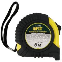 Рулетка Профи, прорезиненный корпус "Стайл" 5 м x 25 мм FIT IT 17306