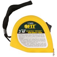 Рулетка Профи, калибр.лента, нейлон.покр., магн.крючок, эласт.корпус черн-желт., двойн.стопор 3 м х 16 мм FIT HQ 17423
