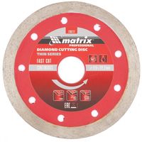 Диск алмазный, отрезной сплошной, 115 х 22,2 мм, тонкий, мокрая резка Matrix Professional 730777