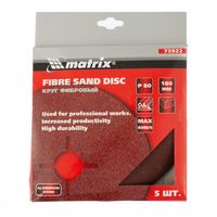 Круги фибровые 5 шт, Р 80, 180 х 22 mm Matrix 73922