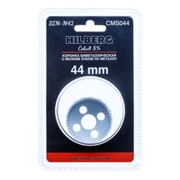 Коронка биметаллическая по металлу 44мм, мелкий зуб, Hilberg Bi-Metal Cobalt 8% (М42),