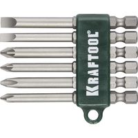 Набор KRAFTOOL Биты хвостовик E 1/4", Cr-V, 75мм, 6 предметов, 26061-H6