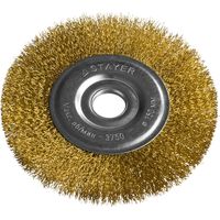 STAYER "PROFESSIONAL". Щетка дисковая для УШМ, витая латунир. проволока 0,3мм, 150ммх22мм, 35122-150