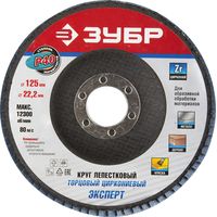 Круг шлифовальный лепестковый ЗУБР "ПРОФИ", P40, 125х22,2мм, 36596-125-40