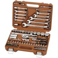 Набор инструмента универсальный 1/4", 1/2"DR с головками торцевыми 12-гранными 1/2"DR, 82 предмета