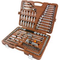 Специальный набор инструмента, торцевые головки 1/4", 3/8", 1/2"DR, 4-32 мм и SAE 5/32"--1-1/4", ударные торцевые головки 1/2"DR, 17-23 мм, 150 предметов