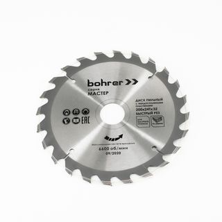 Диск пильный тв. по дереву Bohrer Мастер 200x32/30 мм, 24Т зуба (быстрый рез)