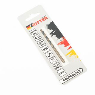 Сверло по металлу Ritter EC 4,0 мм (HSS-G M2 Gold&Black) DIN 338 RN (1 шт в блистере)