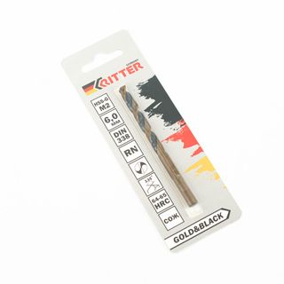 Сверло по металлу Ritter EC 6,0 мм (HSS-G M2 Gold&Black) DIN 338 RN (1 шт в блистере)