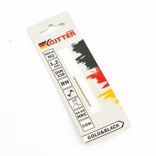 Сверло по металлу Ritter EC 1,2 мм (HSS-G M2 Gold&Black) DIN 338 RN (1 шт в блистере) (1000/250/1)