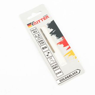 Сверло по металлу Ritter EC 2,2 мм (HSS-G M2 Gold&Black) DIN 338 RN (1 шт в блистере) (1000/250/1)
