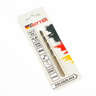 Сверло по металлу Ritter EC 4,8 мм (HSS-G M2 Gold&Black) DIN 338 RN (1 шт в блистере) (1000/250/1)