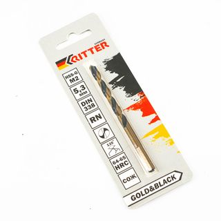 Сверло по металлу Ritter EC 5,3 мм (HSS-G M2 Gold&Black) DIN 338 RN (1 шт в блистере) (1000/250/1)