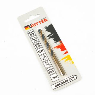 Сверло по металлу Ritter EC 5,9 мм (HSS-G M2 Gold&Black) DIN 338 RN (1 шт в блистере) (1000/250/1)