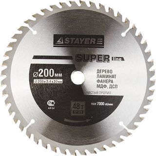 Диск пильный STAYER MASTER "SUPER-Line" по дереву, 200х30мм, 48Т, 3682-200-30-48