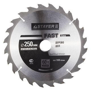 Диск пильный STAYER MASTER "SUPER-Line" по дереву, 250х30мм, 60Т, 3682-250-30-60