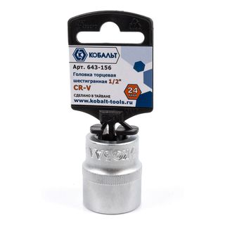 Головка торцевая КОБАЛЬТ 1/2", 24 мм, Cr-V (1 шт.) 643-156