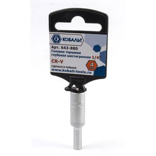 Головка торцевая глубокая КОБАЛЬТ 1/4", 4 мм, Cr-V (1 шт.) 643-880