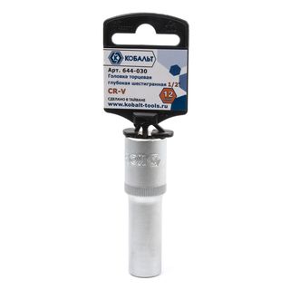 Головка торцевая глубокая КОБАЛЬТ 1/2", 12 мм, Cr-V (1 шт.) 644-030