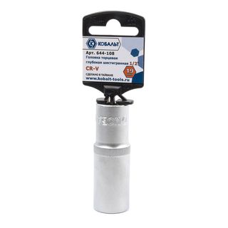 Головка торцевая глубокая КОБАЛЬТ 1/2", 19 мм, Cr-V (1 шт.) 644-108