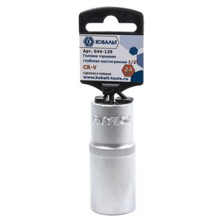 Головка торцевая глубокая КОБАЛЬТ 1/2", 24 мм, Cr-V (1 шт.) 644-139