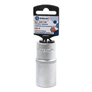 Головка торцевая глубокая КОБАЛЬТ 1/2", 27 мм, Cr-V (1 шт.) 644-146