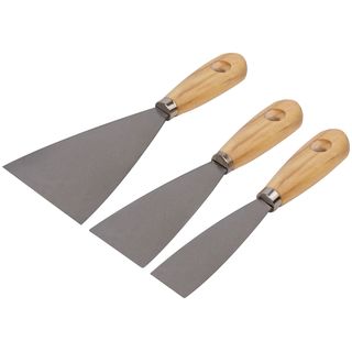 Шпатель с деревянной ручкой, набор 3 шт.(30-50-80 мм) FIT DIY 06150