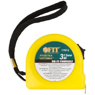 Рулетка желтая "Оптима" 3 м x 13 мм FIT DIY 17013