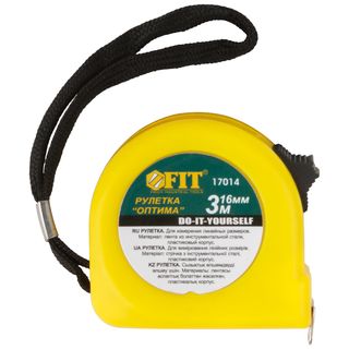 Рулетка желтая "Оптима" 3 м x 16 мм FIT DIY 17014