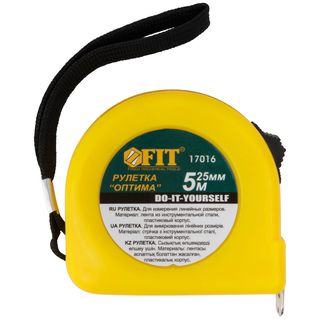 Рулетка желтая "Оптима" 5 м x 25 мм FIT DIY 17016