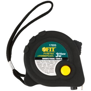 Рулетка прорезиненный корпус "Универсал" тройной стопор 3 м x 16 мм FIT IT 17223