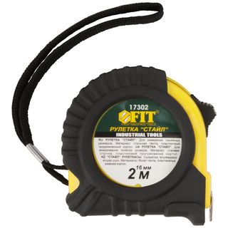 Рулетка Профи, прорезиненный корпус "Стайл" 2 м x 16 мм FIT IT 17302
