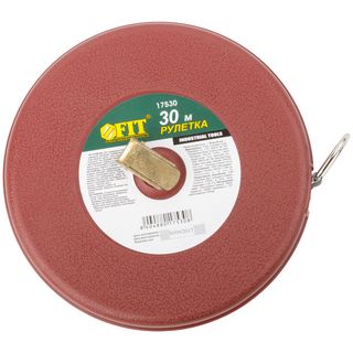 Рулетка, фибергласовая лента, красный пластиковый корпус 30 м FIT IT 17530