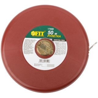 Рулетка, фибергласовая лента, красный пластиковый корпус 50 м FIT IT 17550