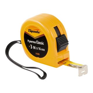 Рулетка Classic, 3 м х 16 мм, пластиковый корпус Sparta 31302