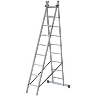 Лестница двухсекционная алюминиевая, 2 х 9 ступеней, H=257/449 см, вес 7,34 кг FIT РОС 65424