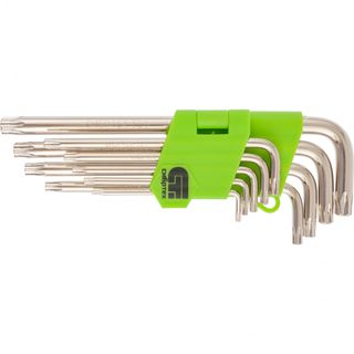 Набор ключей имбусовых Tamper-Torx, 9 шт: ТТ10-ТТ50,45x, закаленные, удлиненные, никель Сибртех 12322