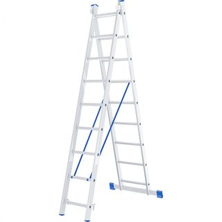 Лестница, 2 х 9 ступеней, алюминиевая, двухсекционная, Россия, Сибртех 97909
