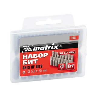 Набор бит PH2 x 25 мм, сталь 45Х, 20 шт, пластиковый бокс Matrix 11352