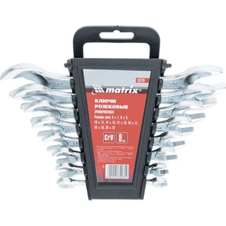 Набор ключей рожковых, 6-22 мм, 8 шт, CrV, хромированные Matrix 15276