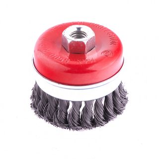 Щетка для УШМ Heavy Duty, 80 мм, М14, чашка, крученая проволока 0,5 мм Matrix 74670