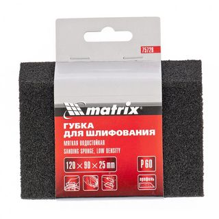 Губка для шлифования, 120 х 90 х 25 мм, трапеция, мягкая, P 80 Matrix 75729