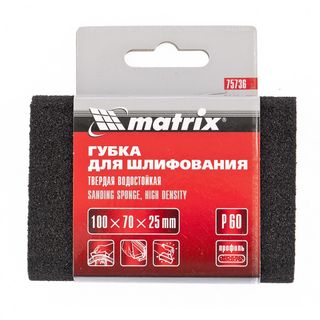 Губка для шлифования, 100 х 70 х 25 мм, овал, твердая, P 100 Matrix 75738