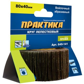 Круг лепестковый с оправкой ПРАКТИКА 80х40мм, войлочный, хвостовик 6 мм, серия Профи, 649-141
