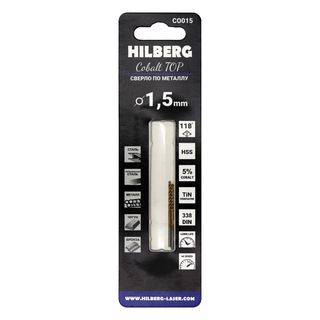 Сверло по металлу 1.5*40(18)мм (2шт) Hilberg Cobalt 5% TOP,