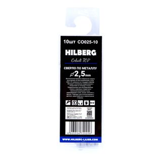 Сверло по металлу 2.5*57(30)мм (10шт) Hilberg Cobalt 5% TOP,