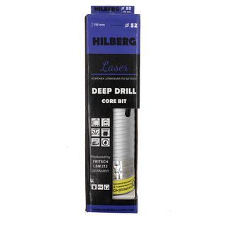 Коронка алмазная по бетону 52*150 мм Hilberg Laser Deep Drill